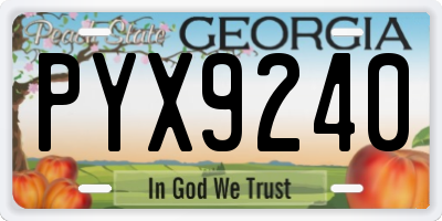 GA license plate PYX9240