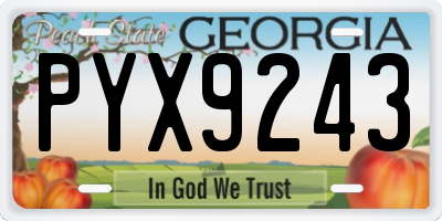 GA license plate PYX9243