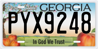 GA license plate PYX9248