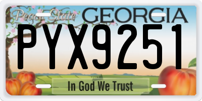 GA license plate PYX9251