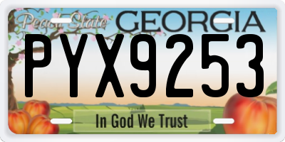 GA license plate PYX9253