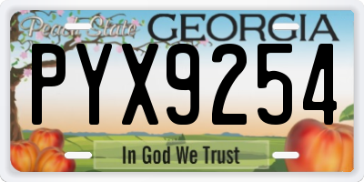 GA license plate PYX9254