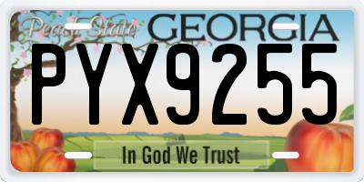 GA license plate PYX9255