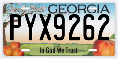 GA license plate PYX9262