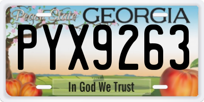 GA license plate PYX9263