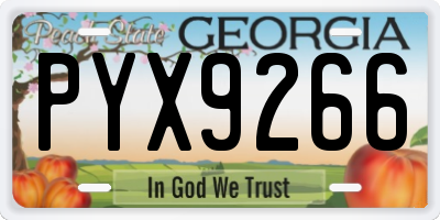 GA license plate PYX9266