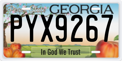 GA license plate PYX9267