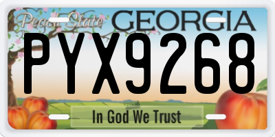 GA license plate PYX9268