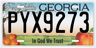 GA license plate PYX9273