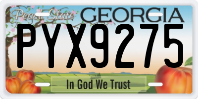 GA license plate PYX9275