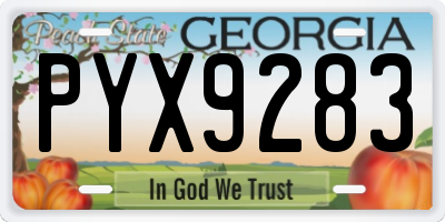 GA license plate PYX9283