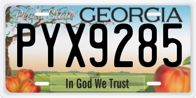 GA license plate PYX9285