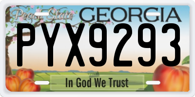 GA license plate PYX9293