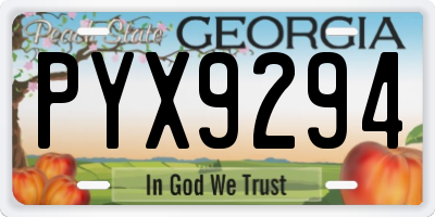 GA license plate PYX9294