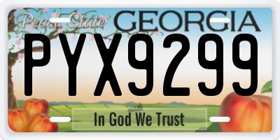 GA license plate PYX9299