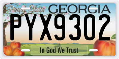 GA license plate PYX9302