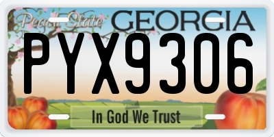 GA license plate PYX9306