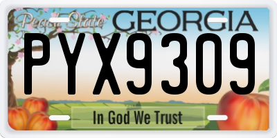 GA license plate PYX9309