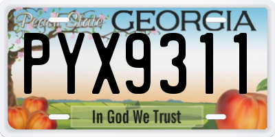 GA license plate PYX9311
