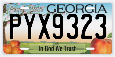 GA license plate PYX9323