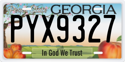 GA license plate PYX9327