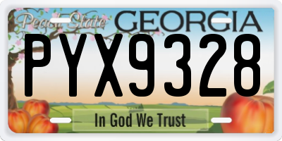 GA license plate PYX9328