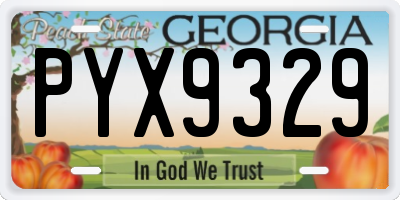 GA license plate PYX9329