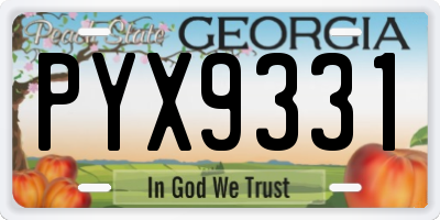 GA license plate PYX9331
