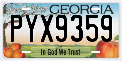 GA license plate PYX9359