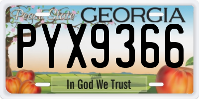 GA license plate PYX9366