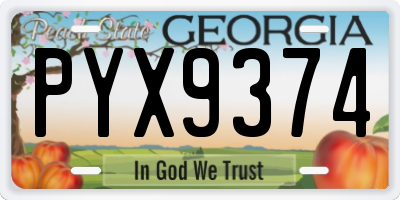 GA license plate PYX9374