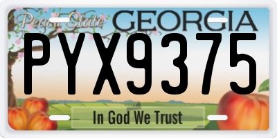 GA license plate PYX9375