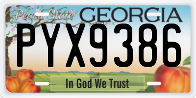 GA license plate PYX9386