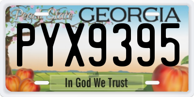 GA license plate PYX9395