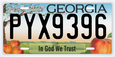 GA license plate PYX9396