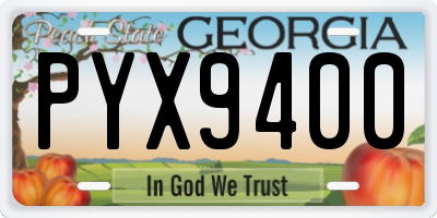 GA license plate PYX9400