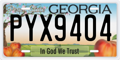 GA license plate PYX9404