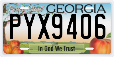GA license plate PYX9406