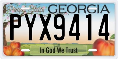 GA license plate PYX9414
