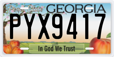 GA license plate PYX9417