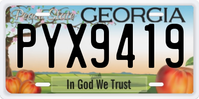 GA license plate PYX9419