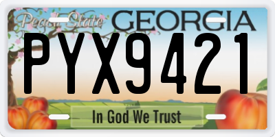GA license plate PYX9421