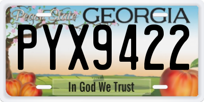GA license plate PYX9422