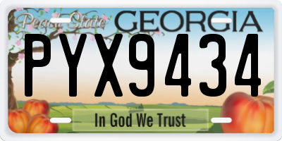 GA license plate PYX9434