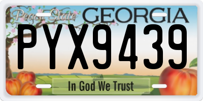 GA license plate PYX9439