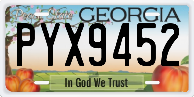 GA license plate PYX9452