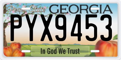 GA license plate PYX9453