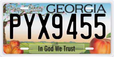 GA license plate PYX9455