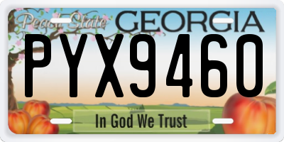 GA license plate PYX9460