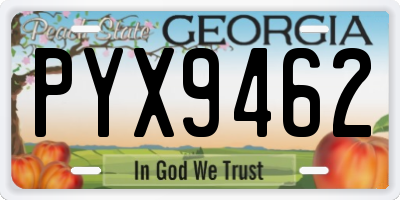 GA license plate PYX9462